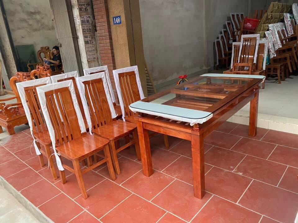 Bộ bàn ăn gỗ sồi 6 ghế giá rẻ