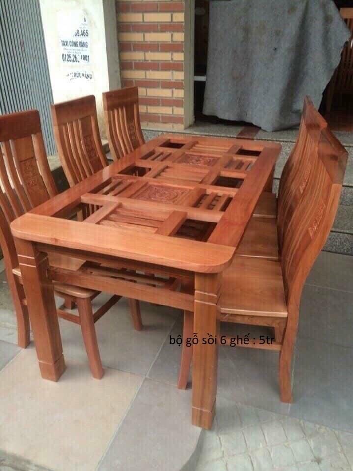 Bộ bàn ăn gỗ sồi 6 ghế giá rẻ